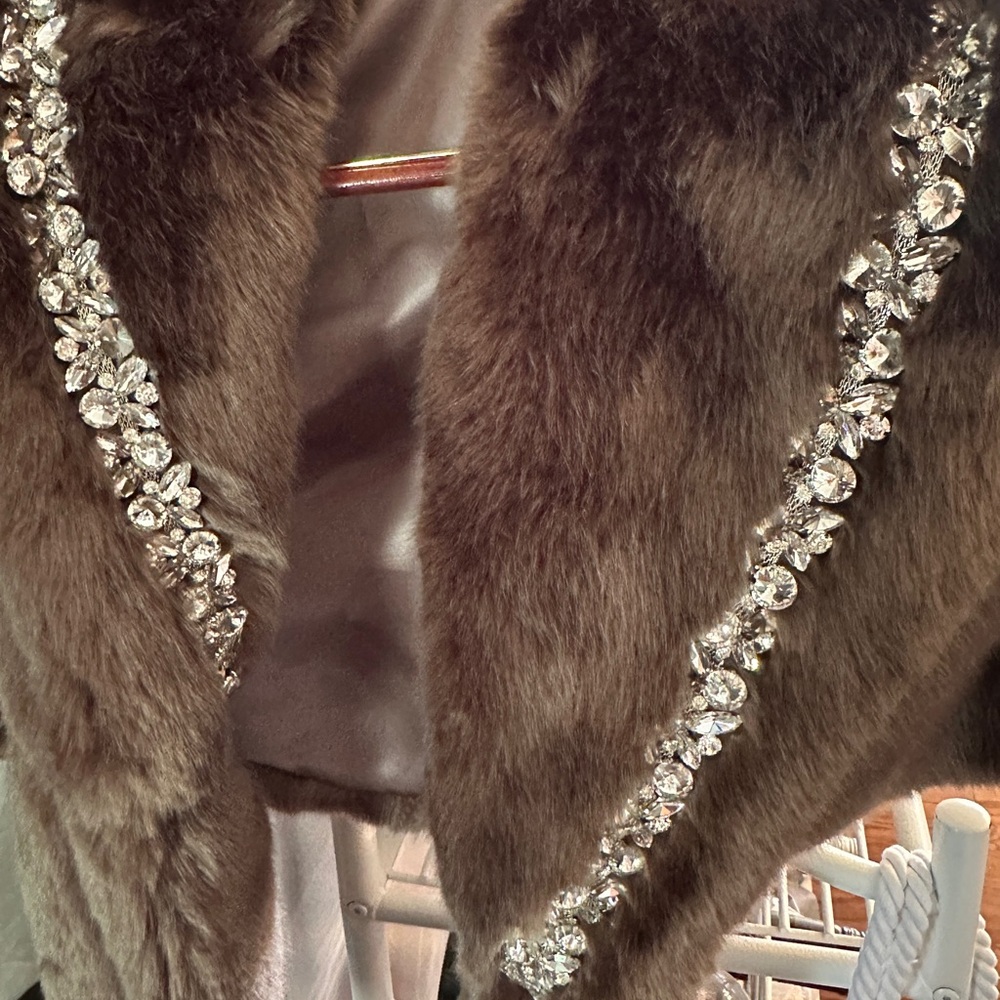Donna Salyers Faux Fur Jeweled Stole